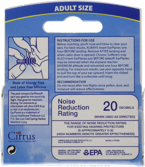 EarPlanes Ear Plugs 1 Pair (Pack of 5)...